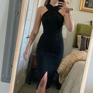 Windsor Cross Neck Bodycon Cocktail Dress